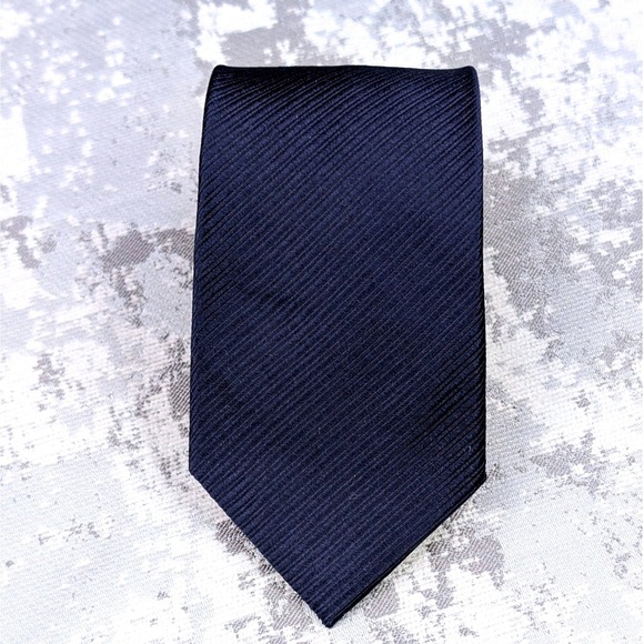 Scotty Z Palm Beach Mens Navy Blue Silk Hand Made Striped Necktie - Picture 2 of 7